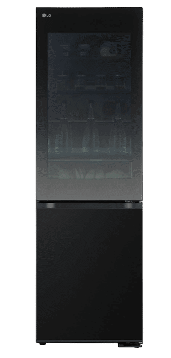 Der LG GBG5160CEV InstaView® Kühlgefrierkombination ist einzeln in der Nahaufnahme zu sehen.