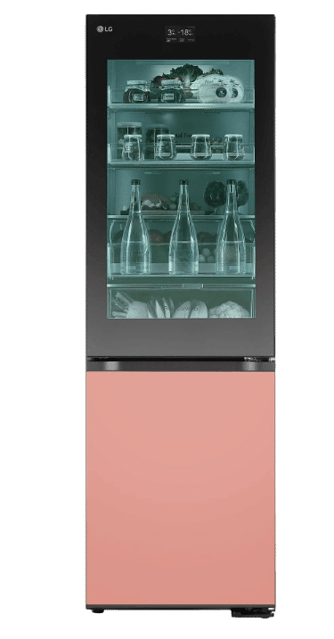 Der LG GBG719MDNN MoodUP mit InstaView® Kühlgefrierkombination (D, 352 l, 1870 mm hoch, MoodUP®) ist einzeln in der Nahaufnahme zu sehen.