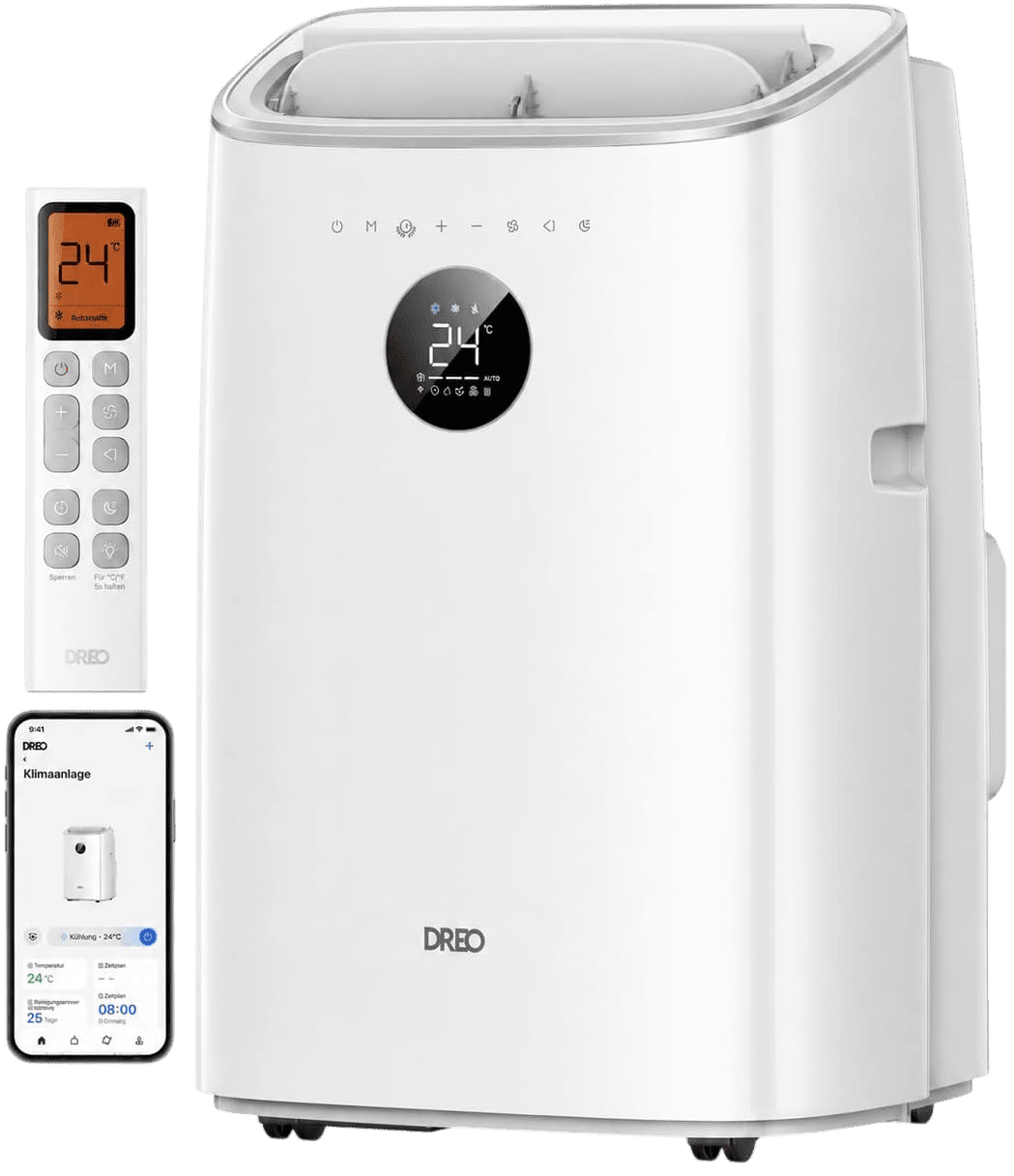 Dreo AC318S mobile Klimaanlage freistehend auf weißem Hintergrund