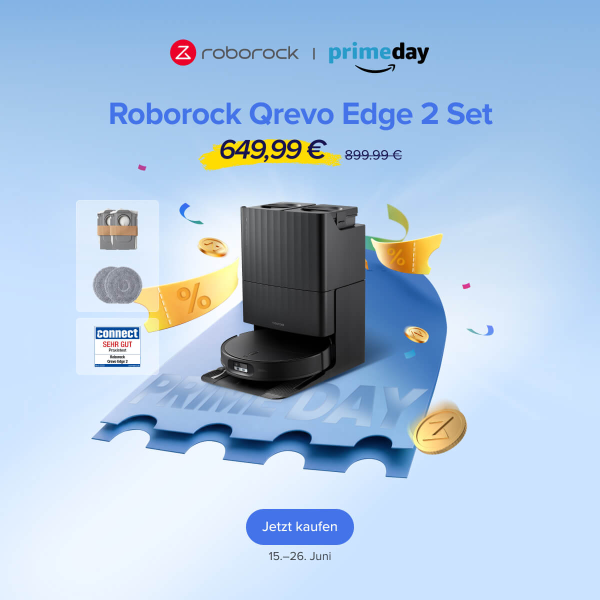 Roborock Qrevo Edge 2 Set im Prime Day Angebot stark reduziert