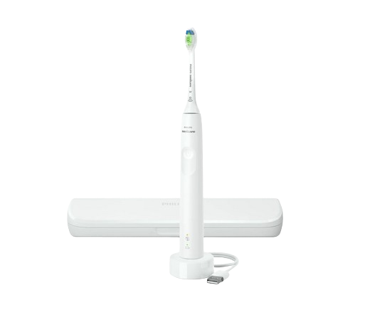 PHILIPS Sonicare HX3683/33 4100 Series Elektrische Zahnbürste steht vor einem weißen Hintergrund.