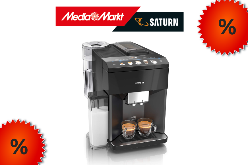 Der Siemans Kaffeevollautomat ist vor einem Weißen Hintergrund zu sehen.