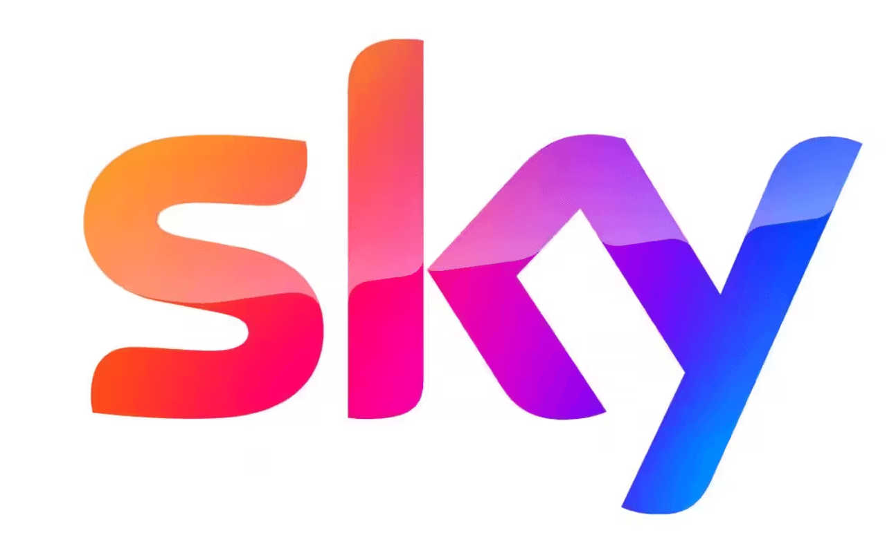 Sky Logo ist vor einem weißen Hintergrund zu sehen.