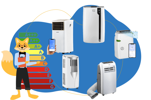 Mobile Klimaanlage ist mit hilfe eines Abluftschlauchs am Fenster angeschlossen