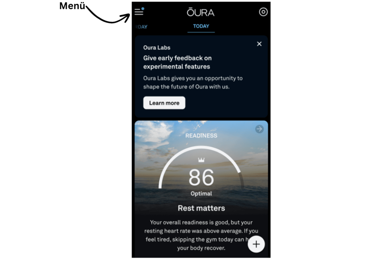 Oura Labs Menü