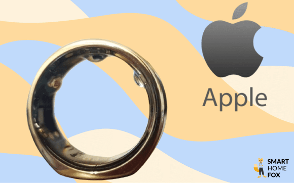 Der smarte Ring von Apple ist vor einem bunten Hintergrund zu sehen.