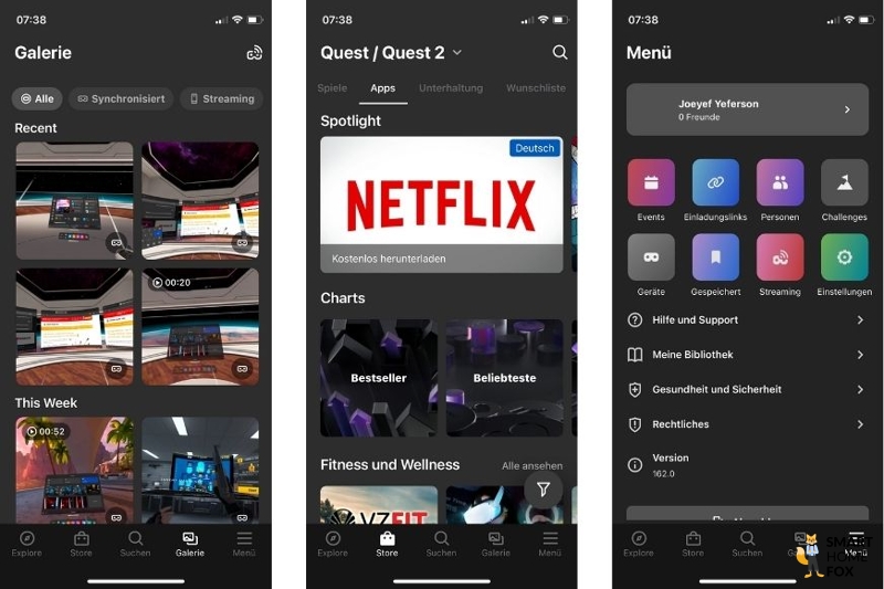 Oculus Quest 2: Screenshots aus der App