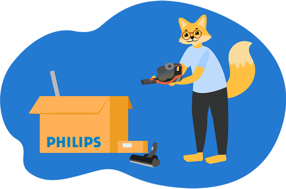 Philips Akkustaubsauger Test Fuchs mit Philips Paket