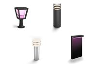 Man sieht die Philips Hue Sockel- und Wegeleuchten