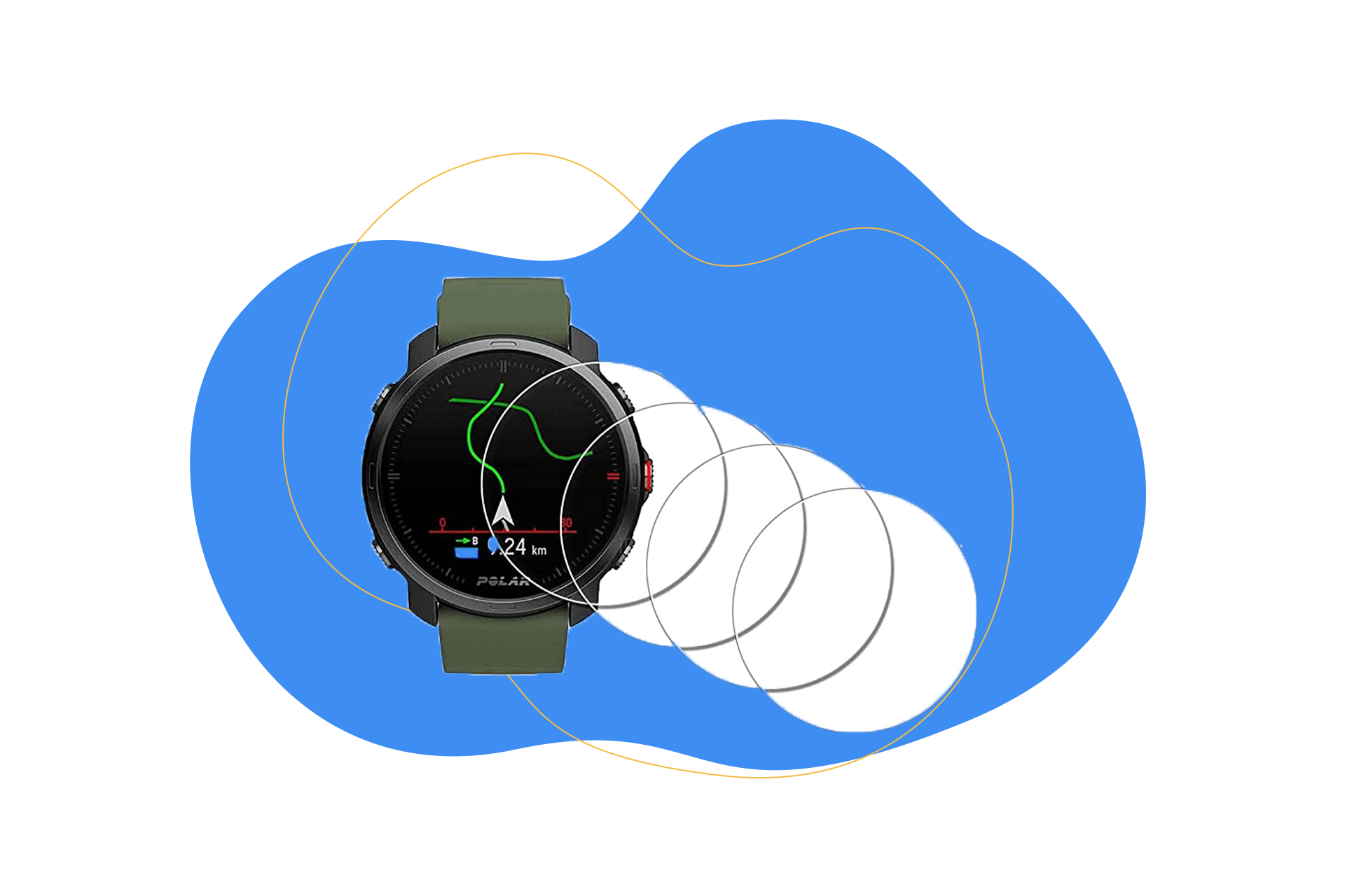 Man sieht die Displayschutzfolie für die Polar Grit X Pro.