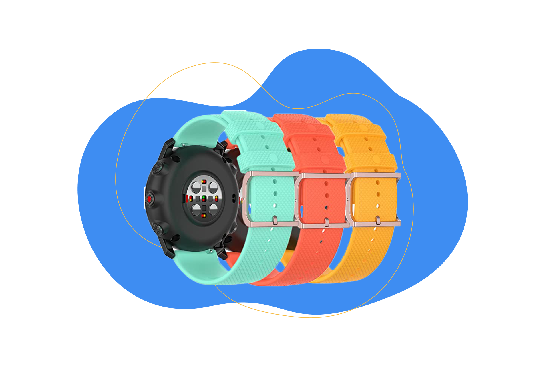 Man sieht die Wechselarmbänder der Polar Grit X Pro.