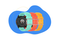 Man sieht die Wechselarmbänder der Polar Grit X Pro.