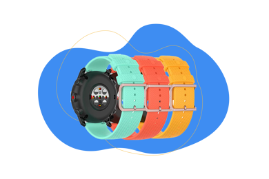 Man sieht die Wechselarmbänder der Polar Grit X Pro.