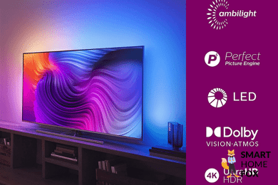 Ein Philips Ambilight Fernseher ist zu sehen