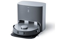 Der Ecovacs Deebot X1 Plus ist samt Absaugstation vor einem weißen Hintergrund zu sehen.