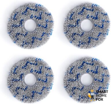 4 Wischmopps für den Ecovacs Deebot X1 Roboter sind vor einem weißen Hintergrund zu sehen.