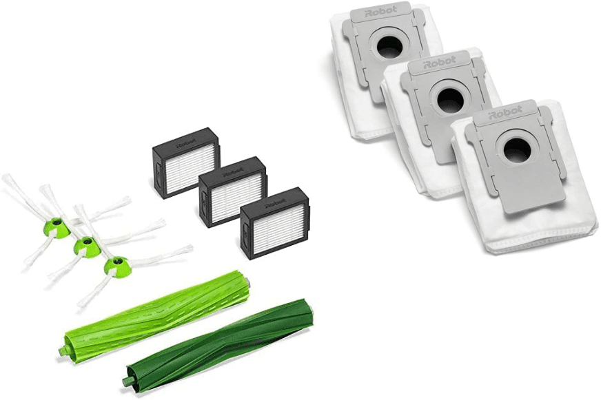 iRobot Roomba Zubehör ist vor einem weißen Hintergrund zu sehen.