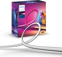 Philips Hue Lightstrip inkl. der Verpackung vor einem weißen Hintergrund