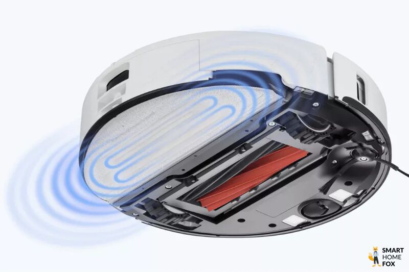 Die Funktionsweise der 2 Vibrationsmodule des Roborock S8 Pro Ultra ist zu sehen.