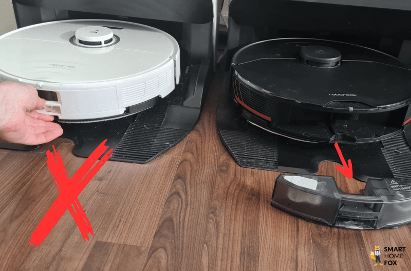 Das abnehmbare Wischsystem des Roborock S7 MaxV Ultra ist im Vergleich zum fest verbauten Wischsystem des Roborock S8 Pro Ultra zu sehen.