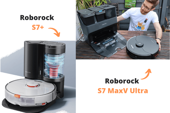 Die beiden Saugroboter stehen sich beim Roborock S7 vs. S7 MaxV Vergleich gegenüber