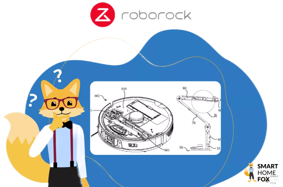 Der Smart Home Fox Fuchs zeigt mit dem Finger auf den Roborock S9 Saugroboter.