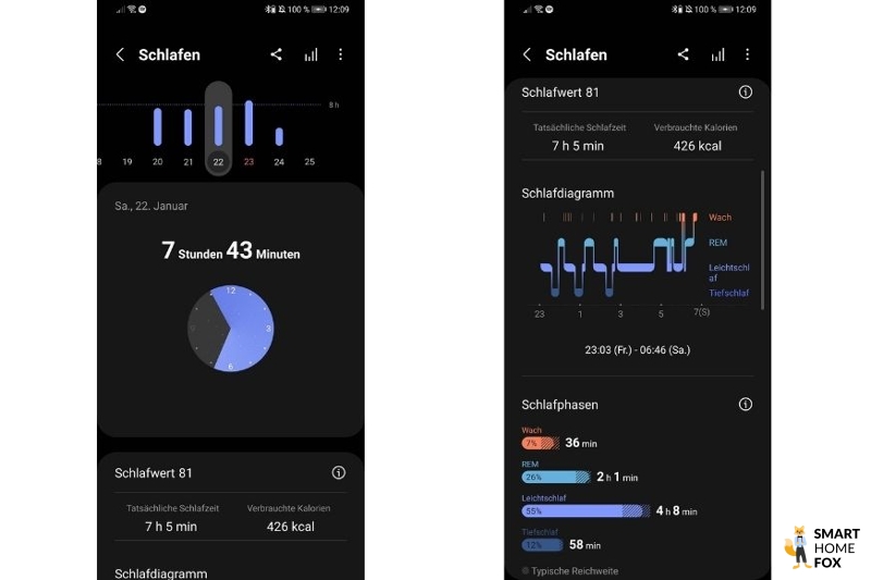 Man sieht den Sleep Score in der App.