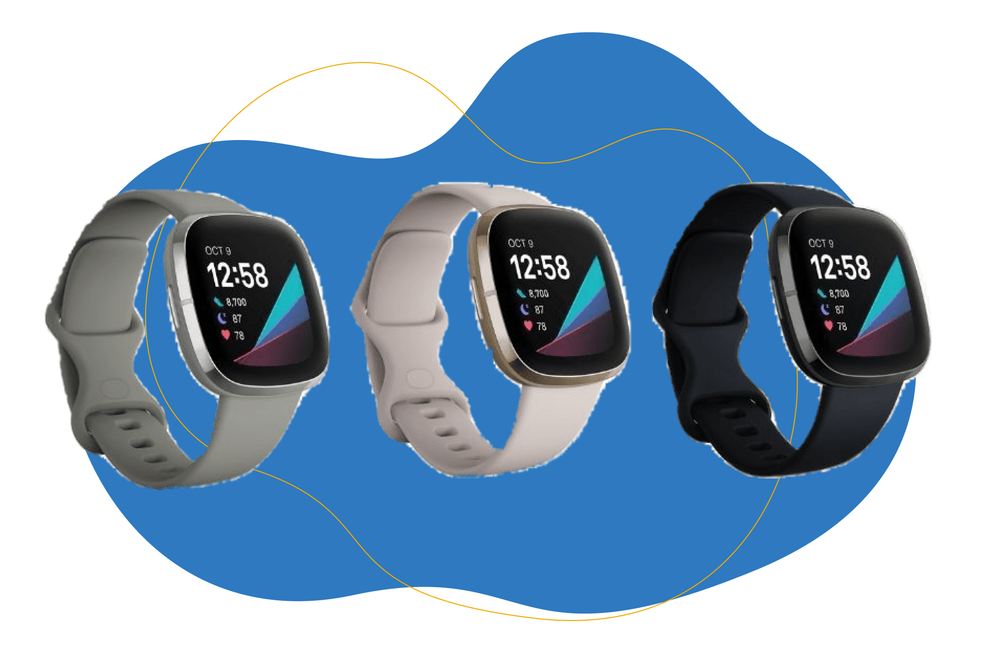 Man sieht die Fitbit Sense.