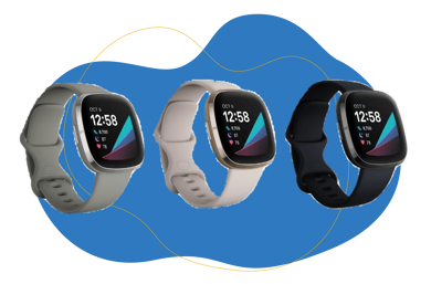 Man sieht die Fitbit Sense.