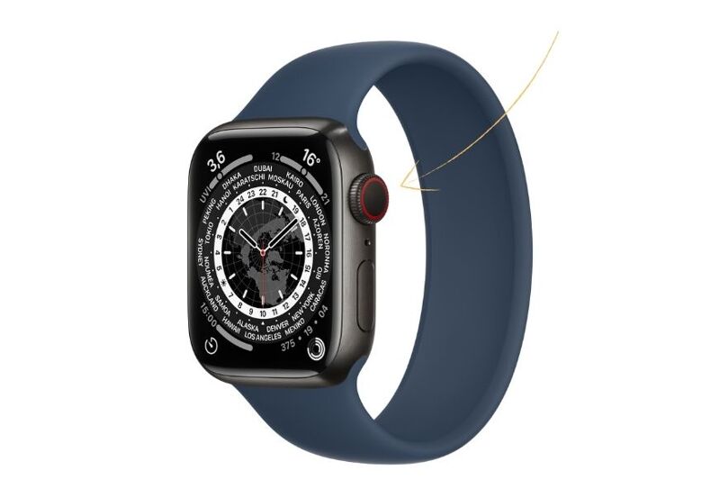 Man sieht die Digital Crown der Apple Watch