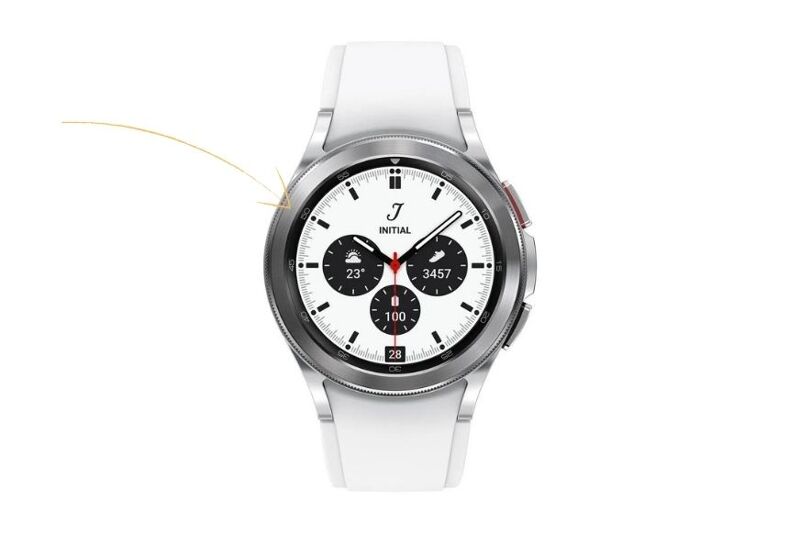 Man sieht die Lünette der Samsung Galaxy Watch 4 Calssic.