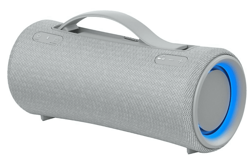 Der  SONY SRS-XG 300 Bluetooth-Lautsprecher ist vor einem weißen Hintergrund zu sehen.