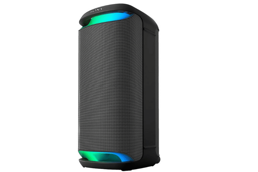 Die SRS-XV800 Bluetooth Partybox von Sony ist vor einem weißen Hintergrund zu sehen.