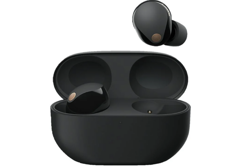 WF-1000XM5 TWS Noise Cancelling, In-ear Kopfhörer von Sony sind vor einem weißen Hintergrund zu sehen.