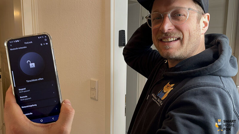 SwitchBot App zeigt das Entriegeln der Tuer an