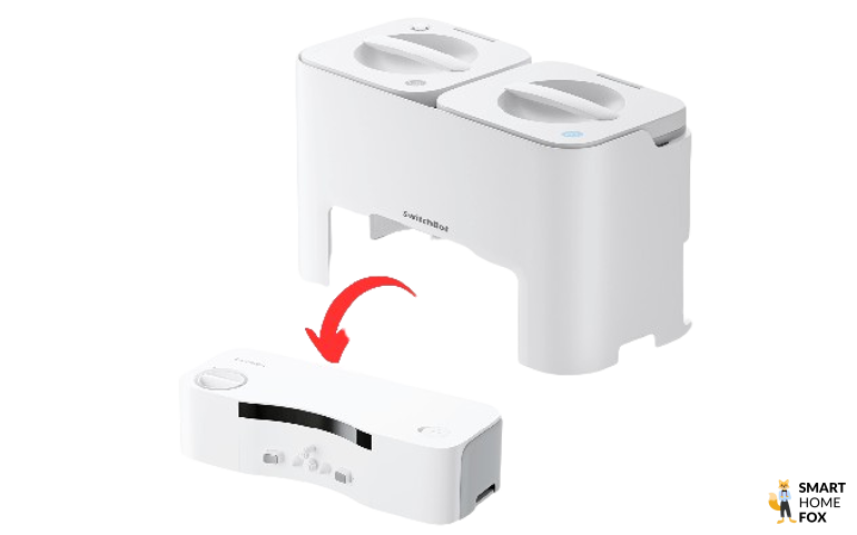 Externe Wassertanks werden an die Wasserstation des SwitchBot S10 angeschlossen.