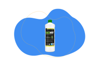 Man sieht eine Flasche des Teppichshampoos von Biohy.