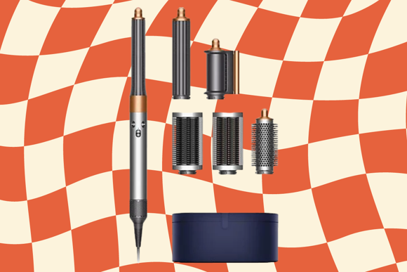 Dyson Airwrap vor buntem Hintergrund