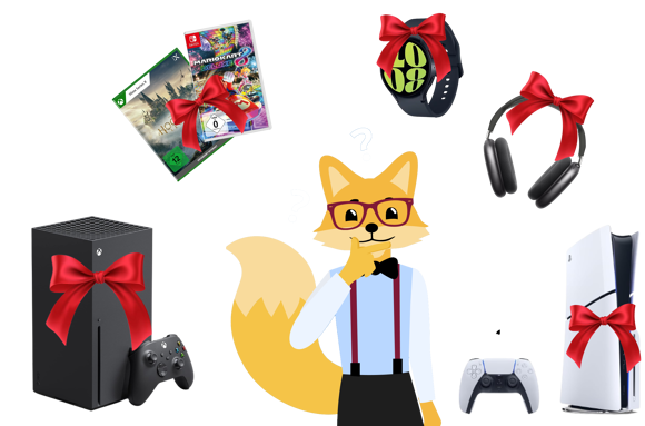 Smart Home Fuchs mit verschiedenen Geräten mit Schleifen um sich herum