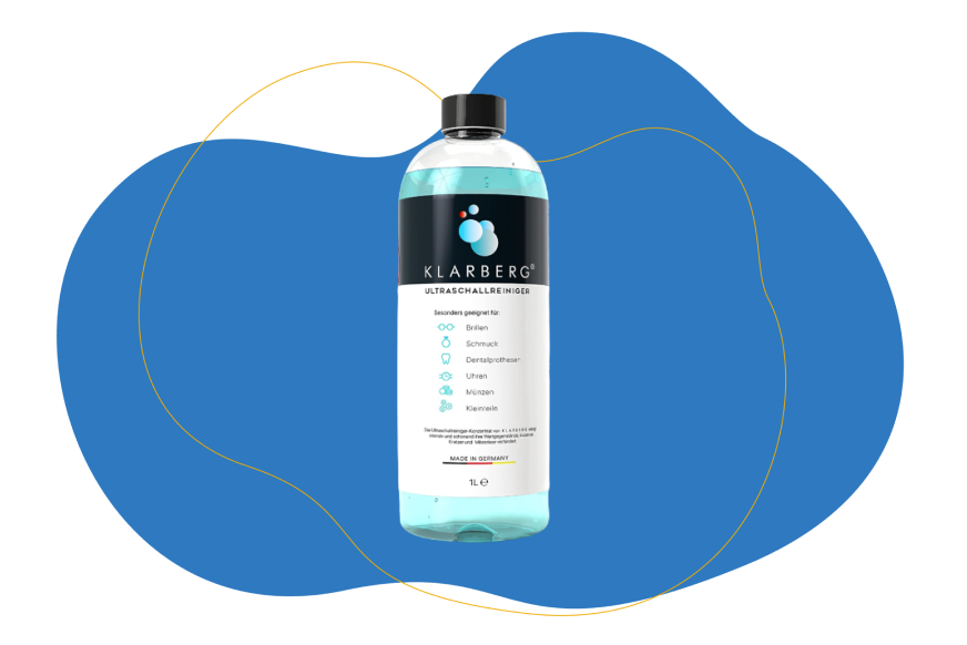 Klarberg Ultraschallreiniger auf blauem Hintergrund