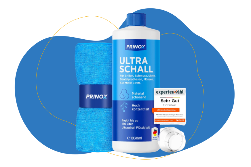 Prinox Ultraschallreiniger auf blauem Hintergrund