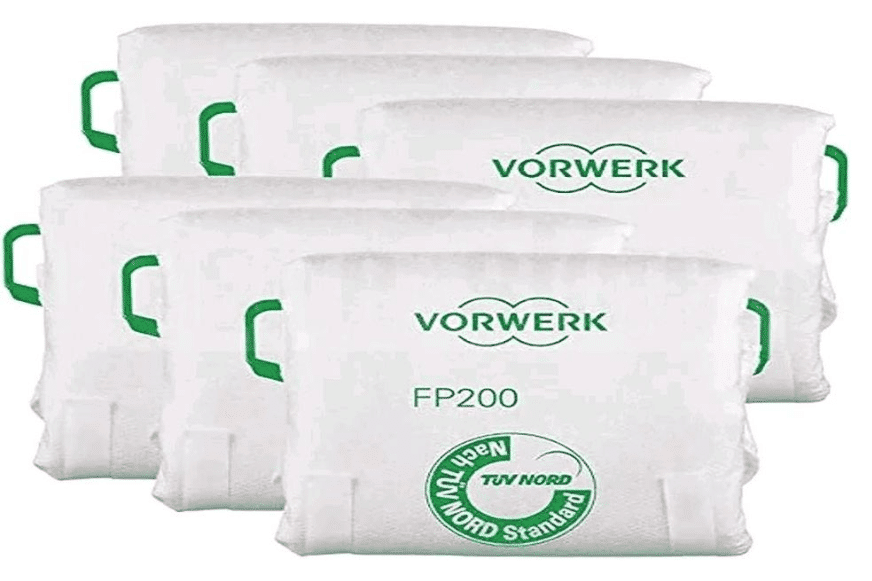 Die Staubbeutel von Vorwerk sind vor einem weißen Hintergrund zu sehen.