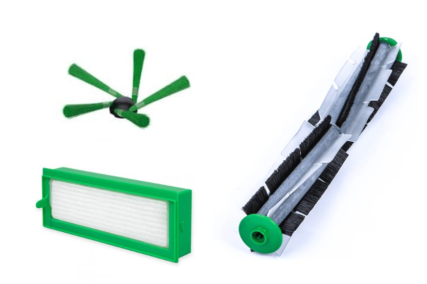Ersatzteile für den Vorwerk Saugroboter sind zu sehen.