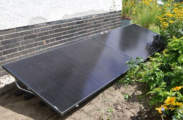 Yuma Flat 800W Pro aufgebaut im Garten neben gelben Blumen