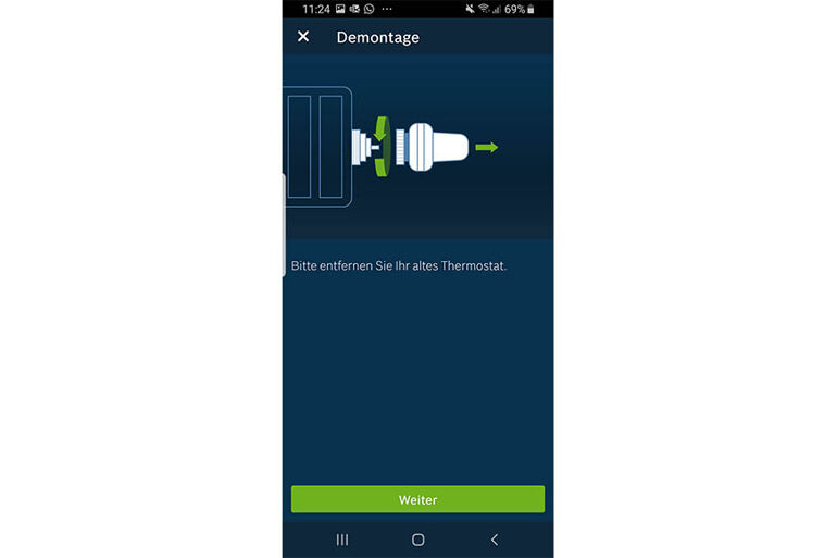 Die Demontage des alten Thermostats