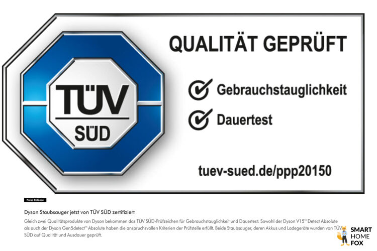 Dyson erhält TÜV-Zertifizierung