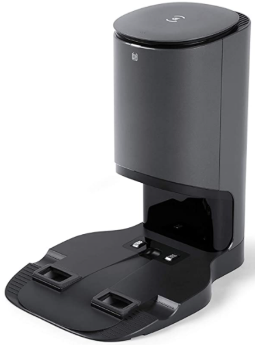 Absaugstation des Ecovacs Deebot OZMO T8 steht auf dem Boden.