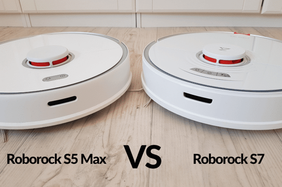Roborock S7 vs. S5 Max stehen zum Vergleich nebeneinander